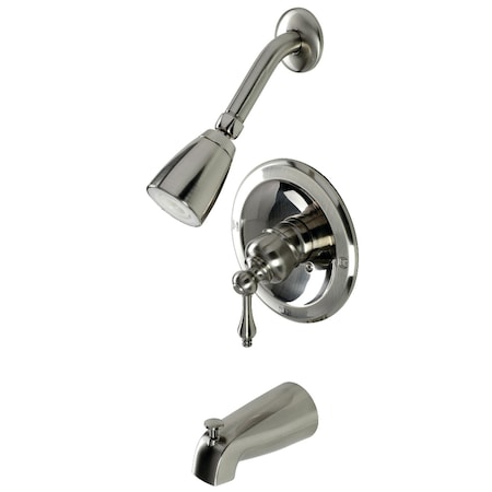 Kingston Brass Tub and Shower Faucet, Brushed Nickel, Wall Mount KB538AL